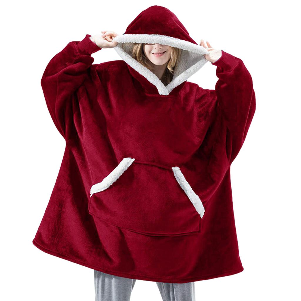 Wearable Blanket Hoodie Oversized Flannel Sherpa Fleece Hooded Soft Cozy Warm Blanket Women Men Blanket Sweatshirt Gifts