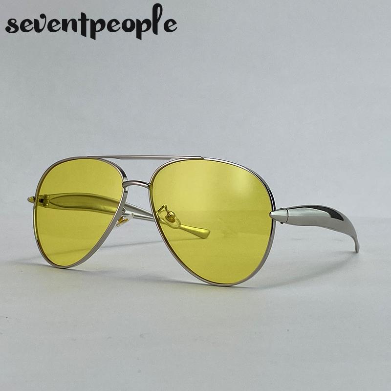 Oversized Pilot Sunglasses Women  Luxury Brand Vintage Oval Punk Sun Glasses  For Ladies Retro Steampunk Double Beam Eyewear