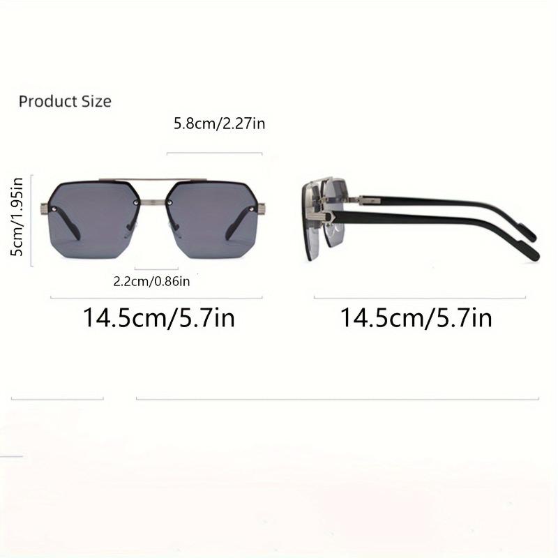 1 Pair of Zinc Alloy Men's Double Beam Square Glasses Semi Frameless with PC Lenses Casual Style Glasses