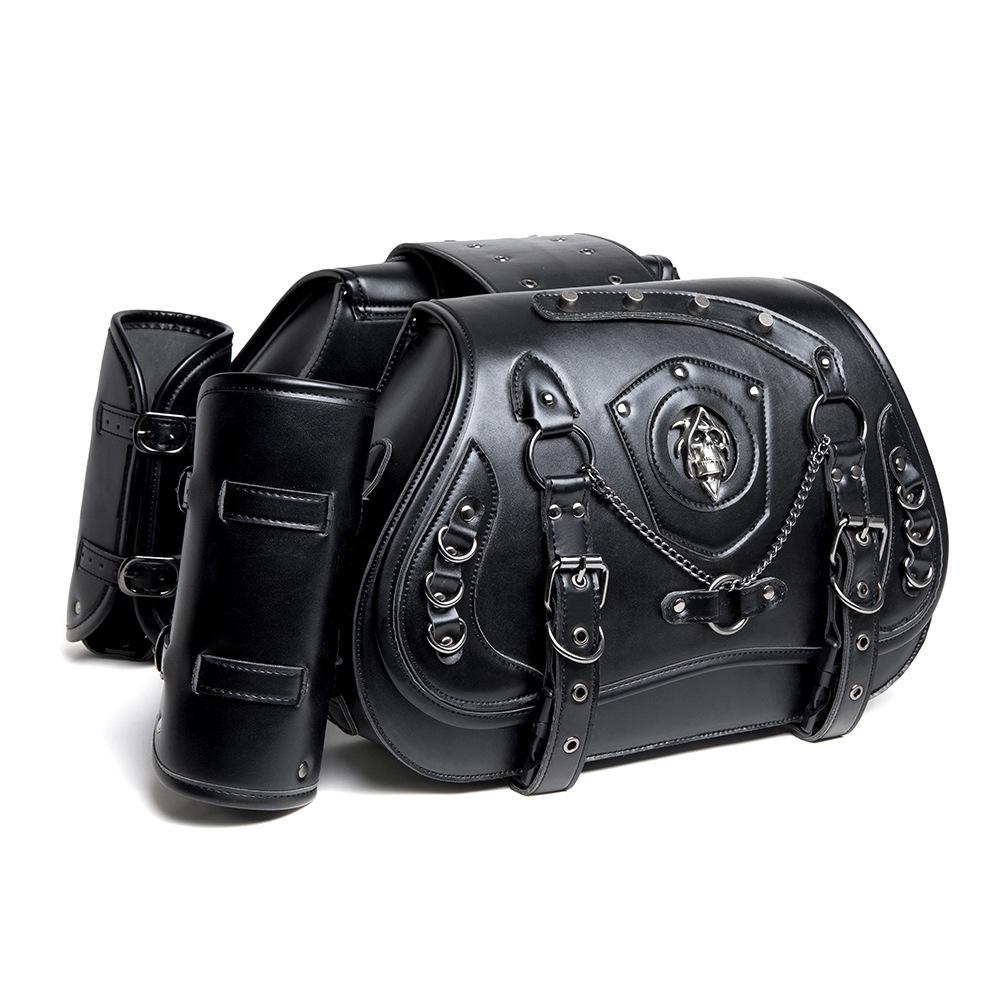 Universal Retro Motorcycle Saddlebag Throwover Saddlebags for Harley XL883 Honda Yamaha Suzuki PU Leather with Cup Side Gear Bag