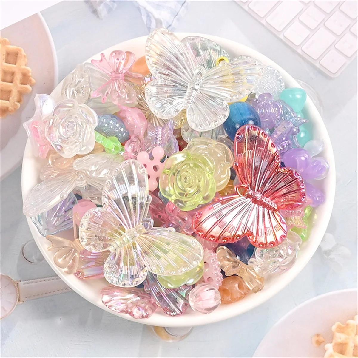 

Z19 50g/bag Mixing Style Dreamy Exquisite Candy Color Butterfly Beads DIY Handmade Bracelet Jewelry Making Phone Chain Wholesale 50g