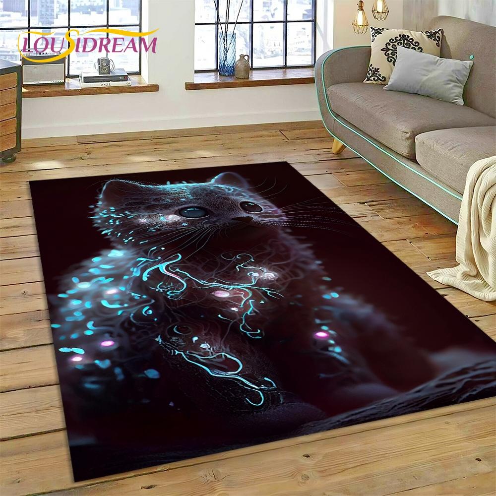 3D Persian Cat,Cute Calico Cat,Ragdoll Cartoon Rug Carpet for Living Room Bedroom Home Decor,Non-slip for Sofa  Doormat Gift Kid