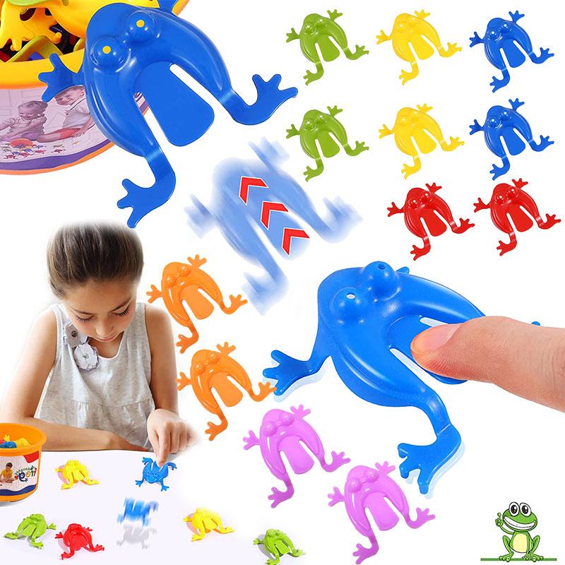 10/20Pcs Jumping Frog Toy Solid Color Plastic Bouncing Frog Parent-child Family Game Kids Birthday Party Gift Stress Relief Toys