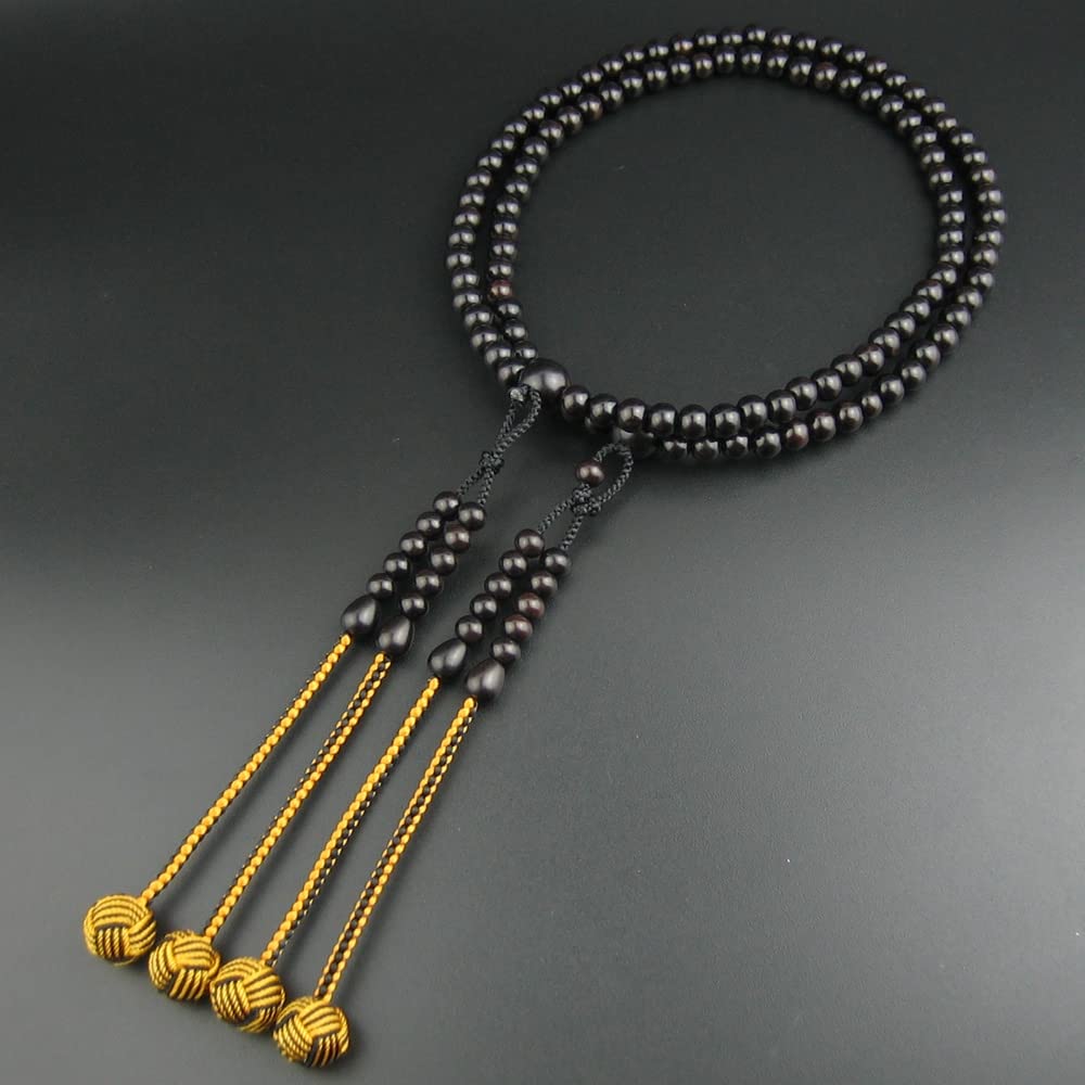 Men's Rosary 12-inch Zhenfen ruler Includes rosary pouch Koyasan Honren (Black/Gold-brown two-tone Oda-maki tassel)