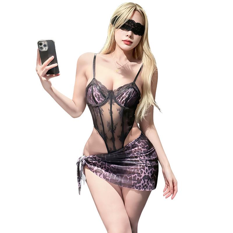 Xianyi Sexy Leopard Print Underwire Lingerie Bodysuit - Flirty See-through Design