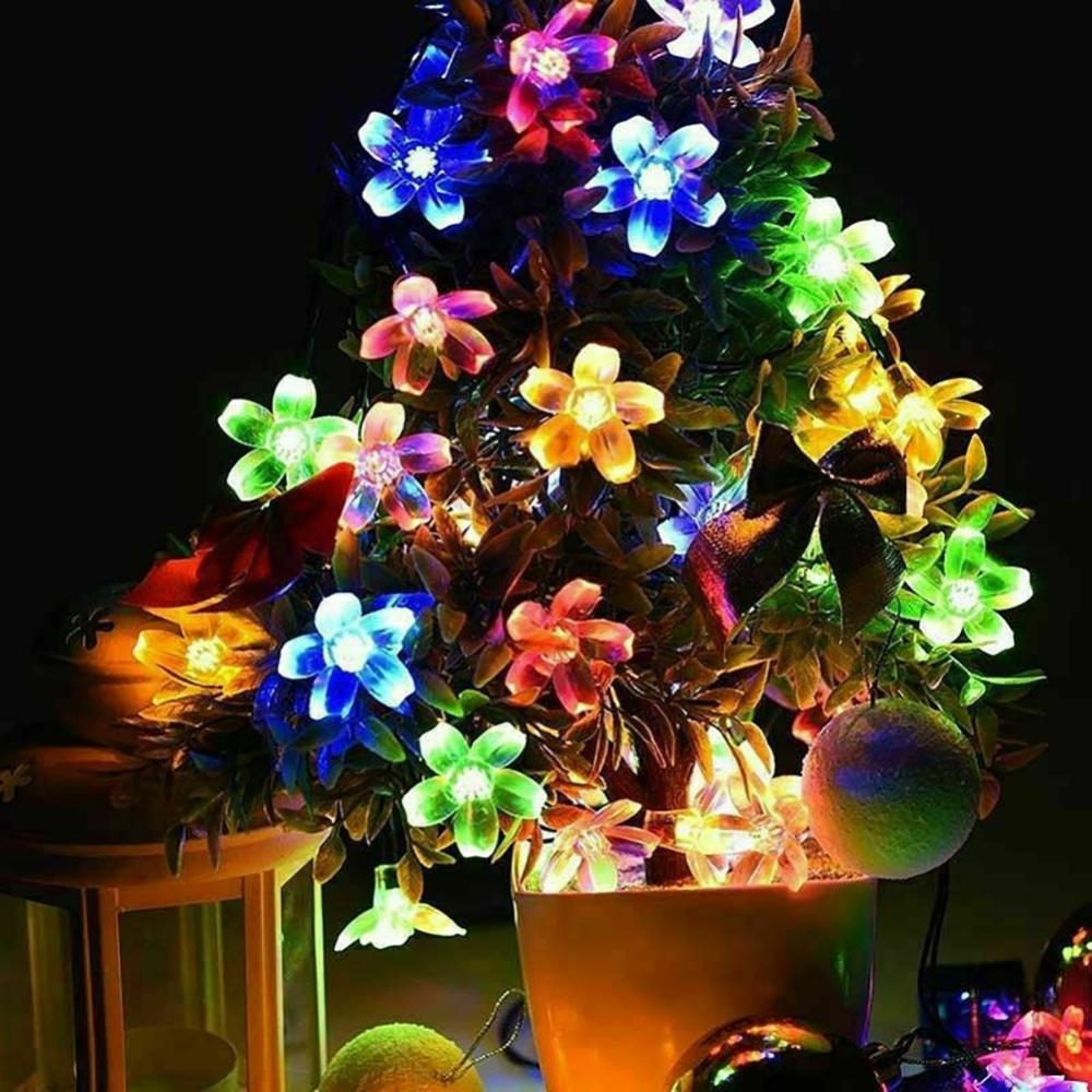 Solar LED garland multicolor solar flowers for the terrace or garden 50 LED