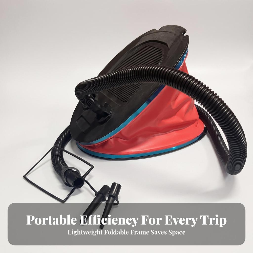 Foot-Operated Air Pump Compact Manual Inflator with Nozzles for Camping, Campers