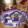 Santa Claus Reindeer Fireplace Christmas Round Rug Winter Night Scene Printed Circular Floor Carpet Decoration
