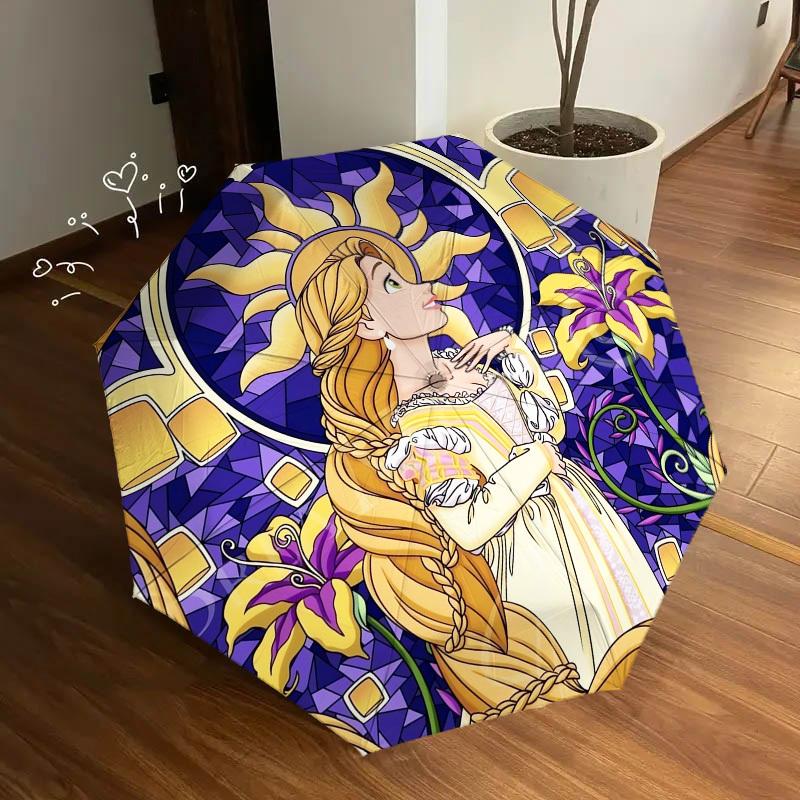 1pc Stained Glass Princess Themed High-quality Umbrella,Automatic Opening and Closing Umbrella,Multi-functional Umbrella G0811349