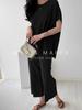 Maria Marfa French Sleeve and Pants Set for Spring and Perfect for Special and Stylish and Casual Korean Top and T-Shirt High-Waisted Set, 2-Piece