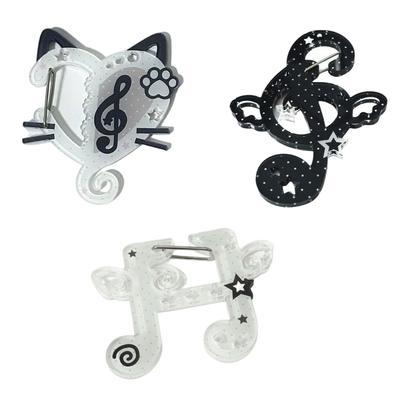 Acrylic Musical Notes Carabiner Cartoon Cats Pendant Keychain Bag Charm Ornament Decoration for Women and Students