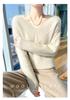 Women's Australian Pure Wool V-Neck Sweater - Autumn/Winter Loose Knit Long Sleeve Outerwear