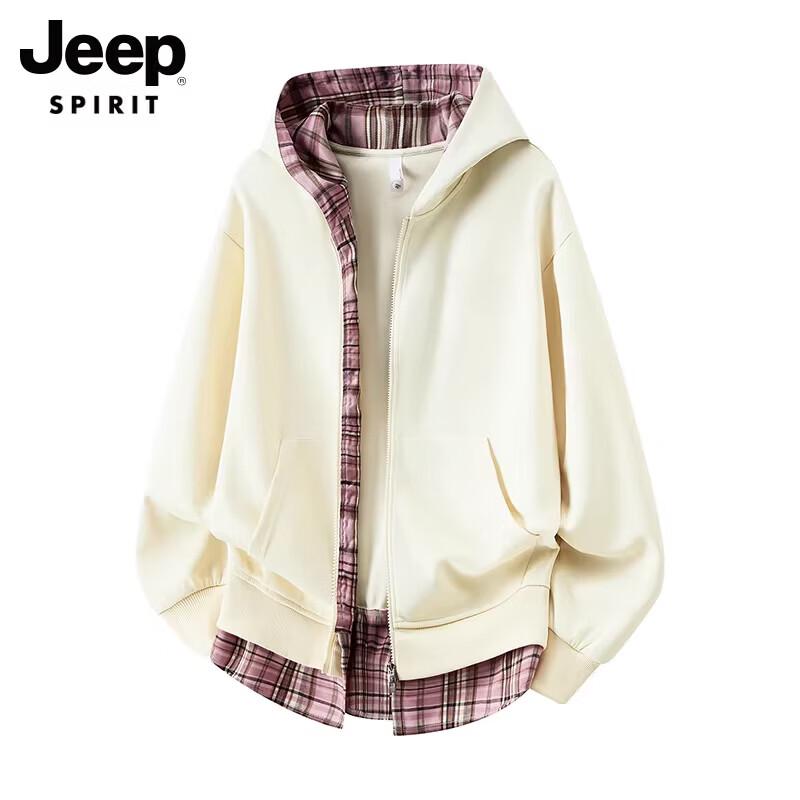 JEEP SPIRIT Unisex Faux Two-Piece Hooded Sweatshirt