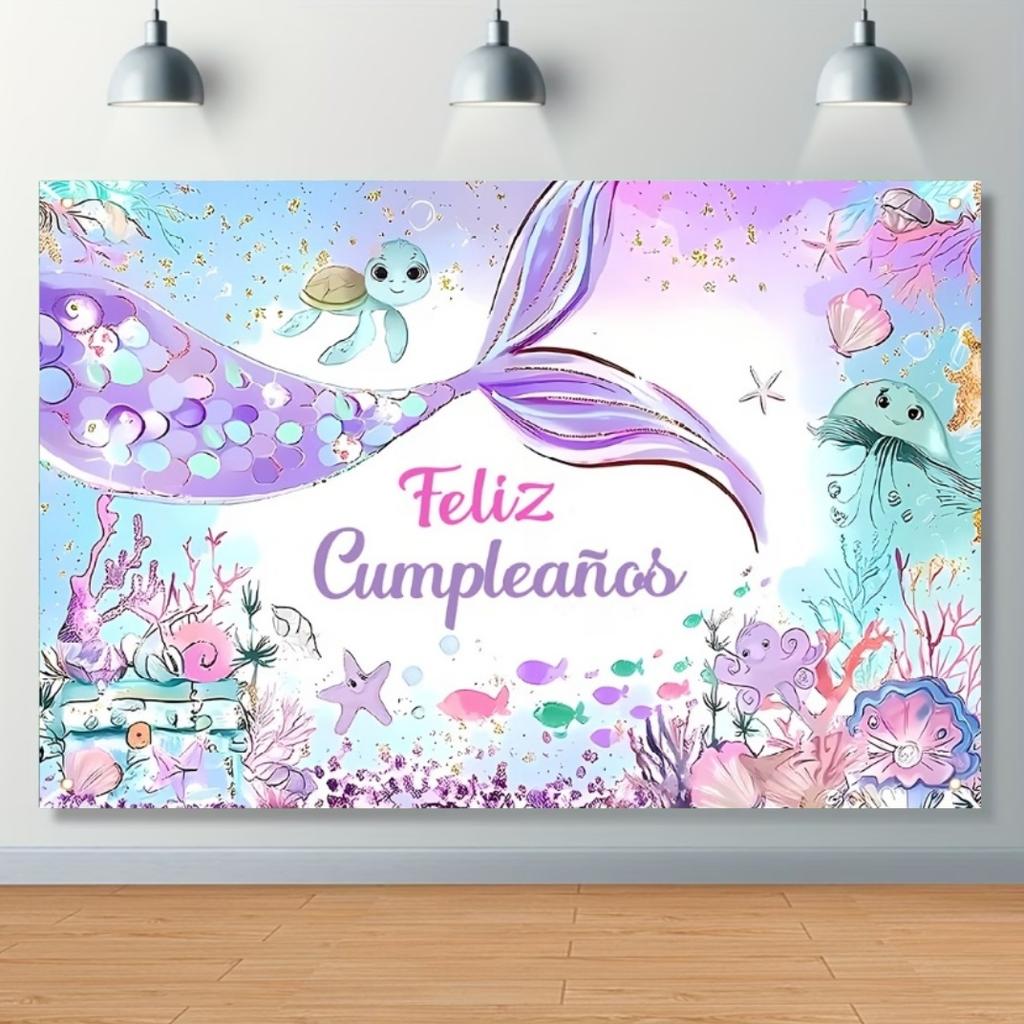 Mermaid Backdrop Girls Princess Birthday Party Decoration Background Under The Sea Photography Supplies Kids Baby Shower Banner