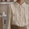 Women's European Style Fleece-Lined Ruffled Lace Shirt for Autumn/Winter