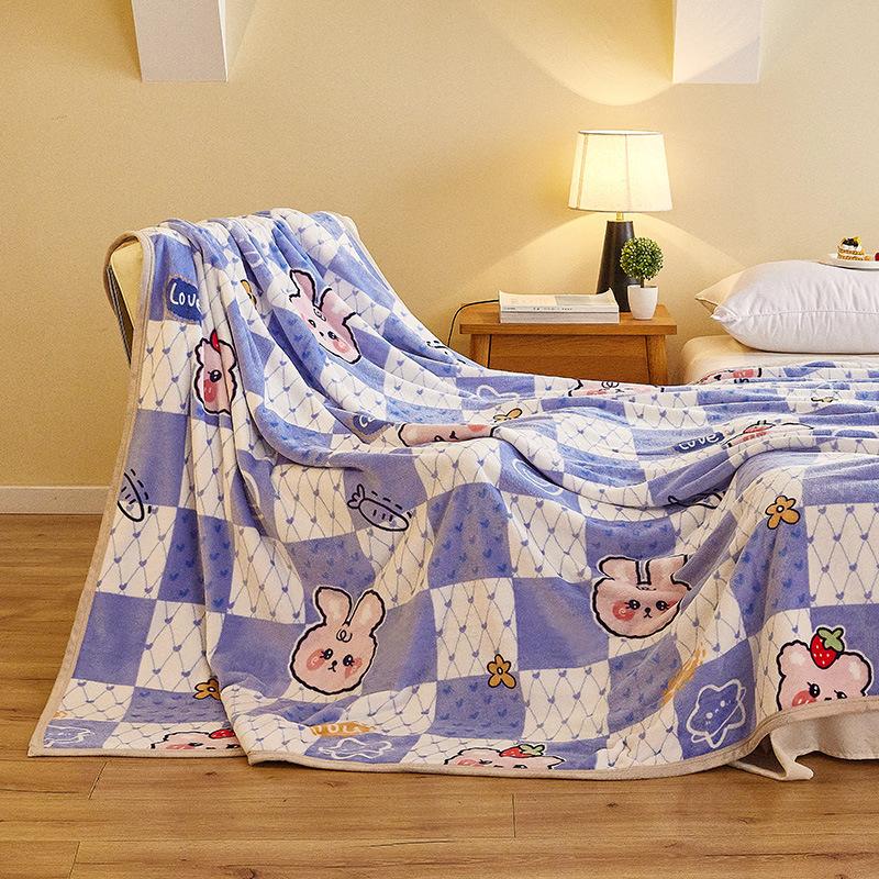 Thick Blanket New Printed Autumn Winter Warm Flannel Bed Sheet Coral Fleece Throw Blanket