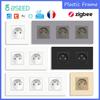 BSEED Zigbee French Smart Socket Doubel Wall Sockets Power Monitor Outlets Tuya Smart Life Alexa App Control Plastic Panel 16A