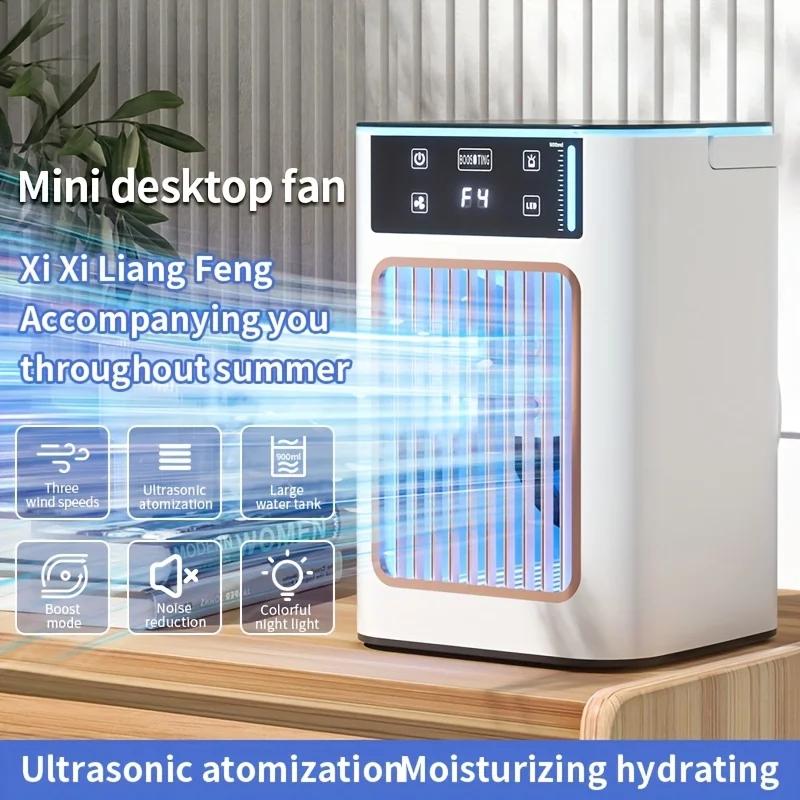Mini Desktop Humidifying Air Conditioner Fan Usb Rechargeable Portable Desktop Mist Spray Cooling Fan for Home, Dorm, or Office