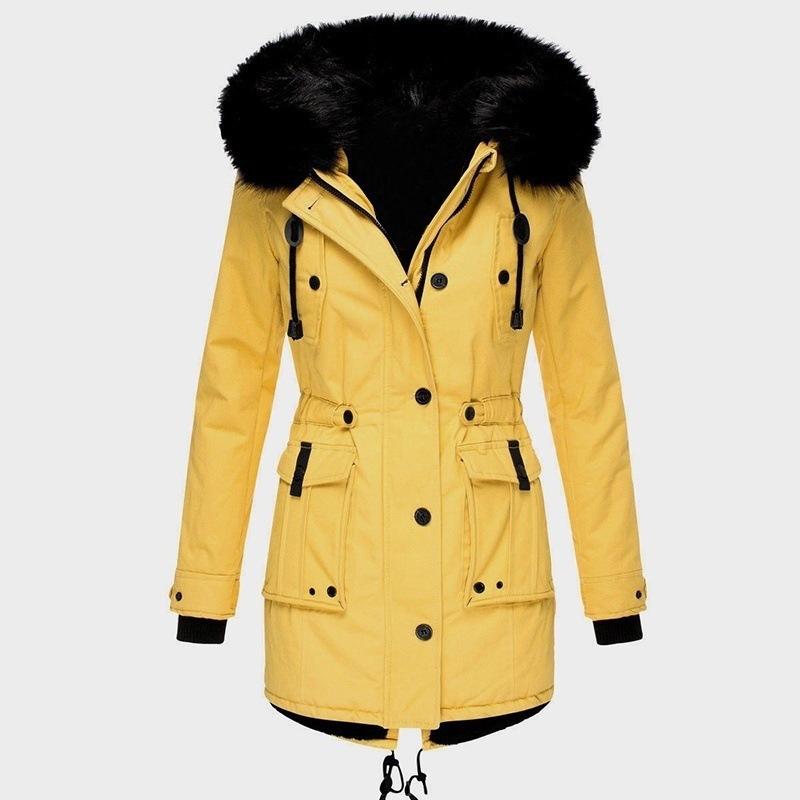 Women s Solid Color Long-sleeved Winter Plus Size Hooded Coat Clothes Sale S кожа буйвола