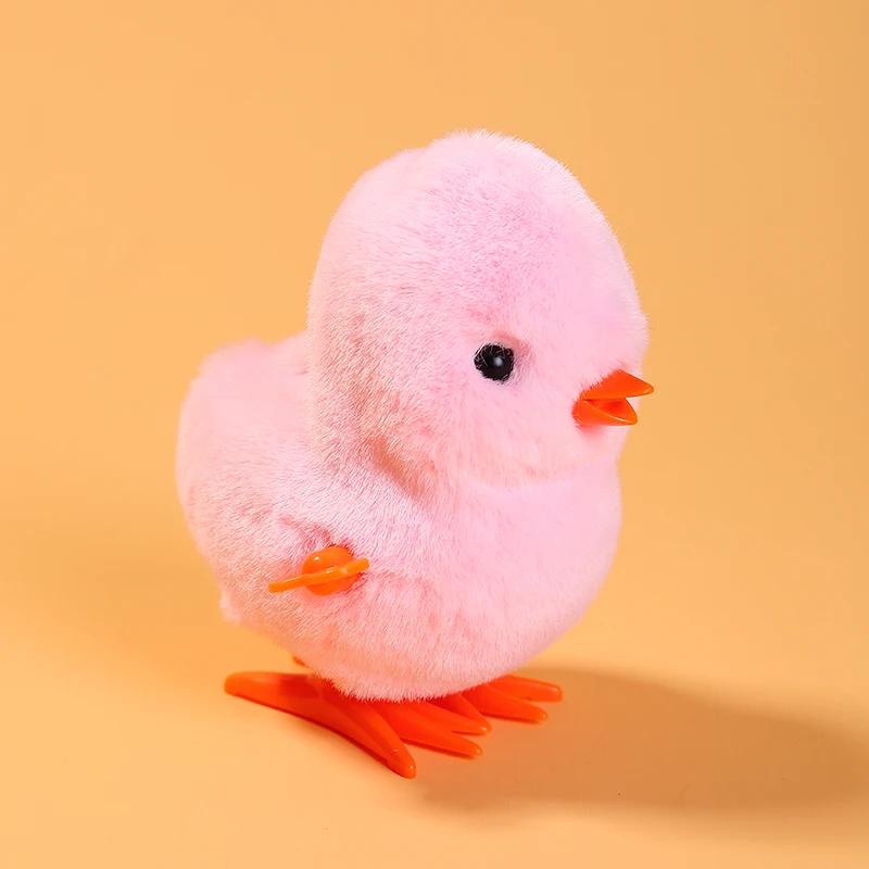 1pcs Animals Toy Children Boy Girl Cute Wind Up Jumping Chick Plush Stuffed Animals Chick Clockwork Walking Playthings Kids Fun Play Gifts