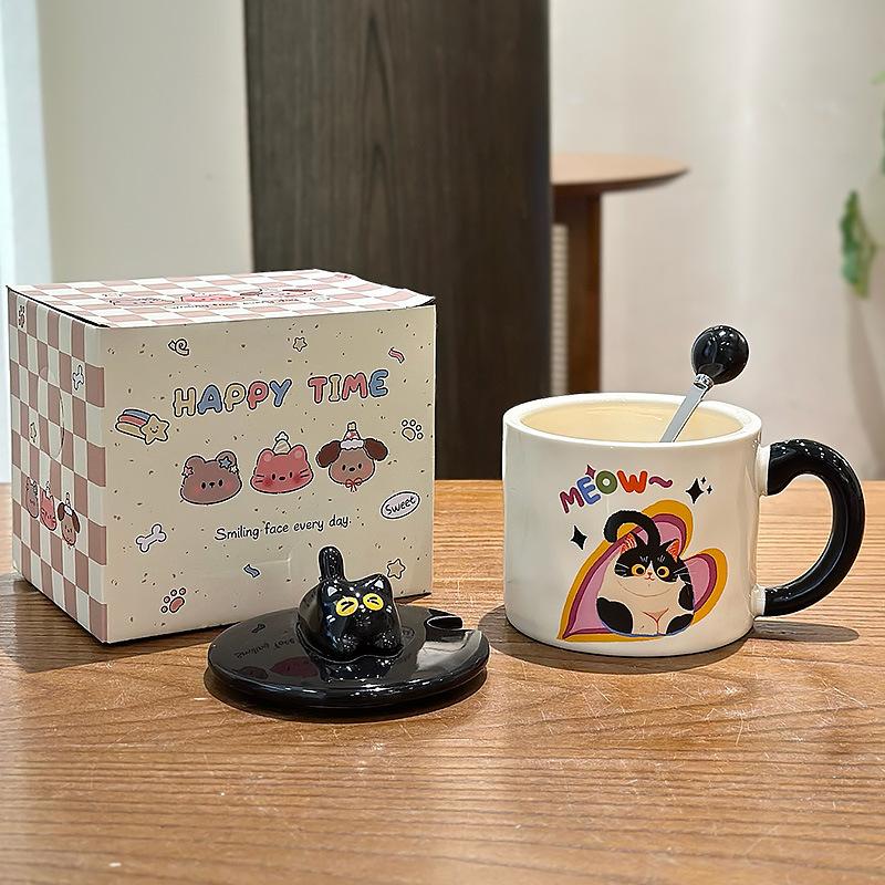 

Cute Cat Mug Funny Coffee Cups Original Mugs Ceramic Coffee Cup Cup for Tea Drinkware Personalized Gift Christmas Beer Travel 370ML