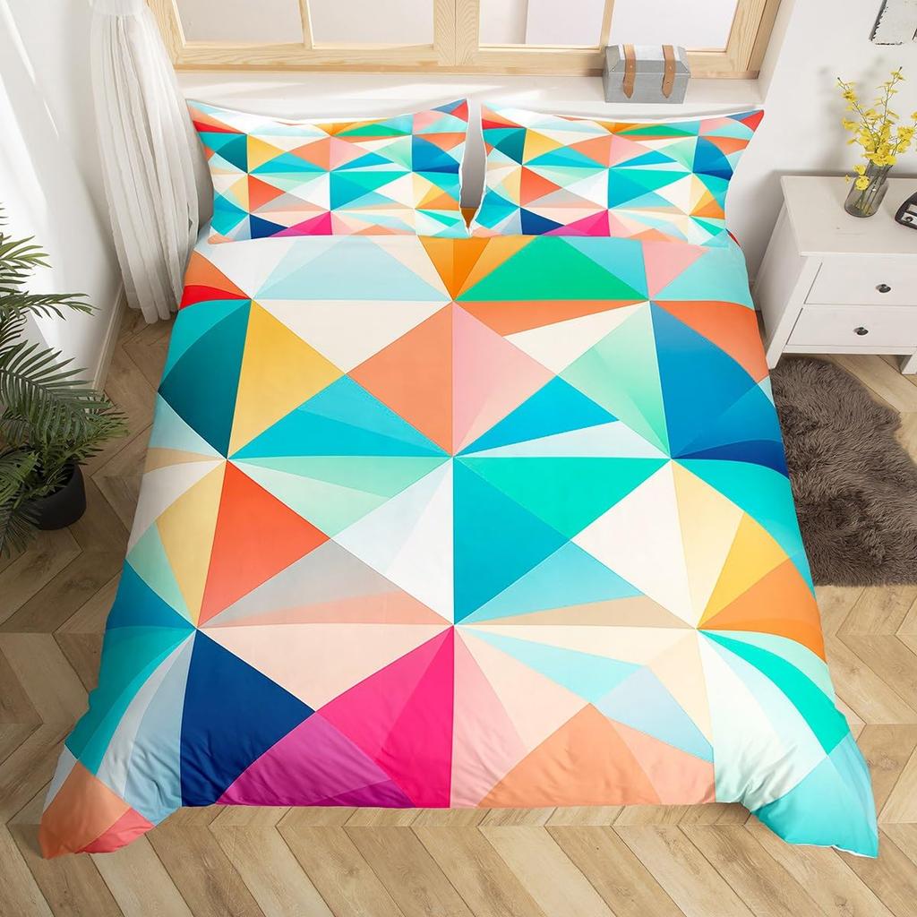 Vintage Abstract Pattern Duvet Cover Queen King Size Vivid Floral Soft Bedding Set Perfect for All Seasons Warm and Bright 3 Pcs
