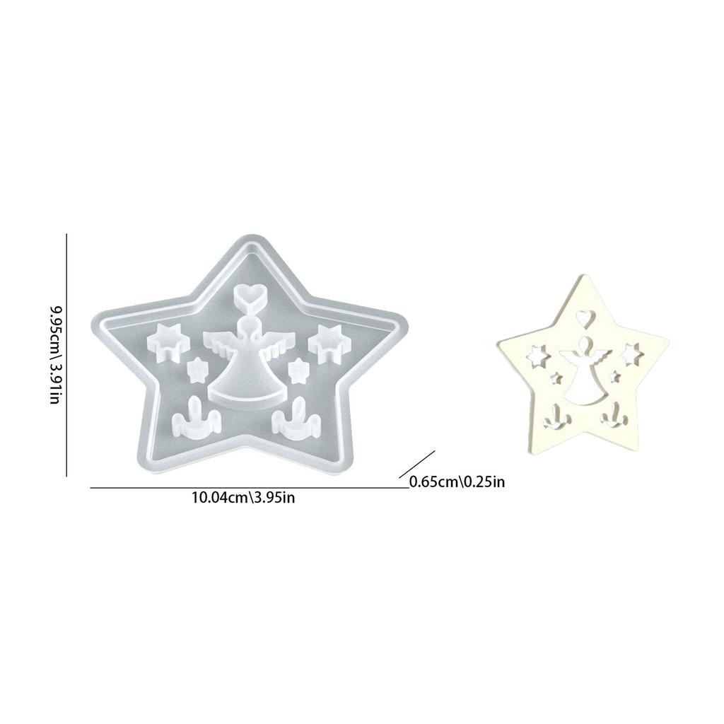 Mould Christmas Openwork Five-Pointed Star Silhouette Lamp Resin Silicone Mold Drip Resin DIY Star Plaster Egg Lamp Decorations