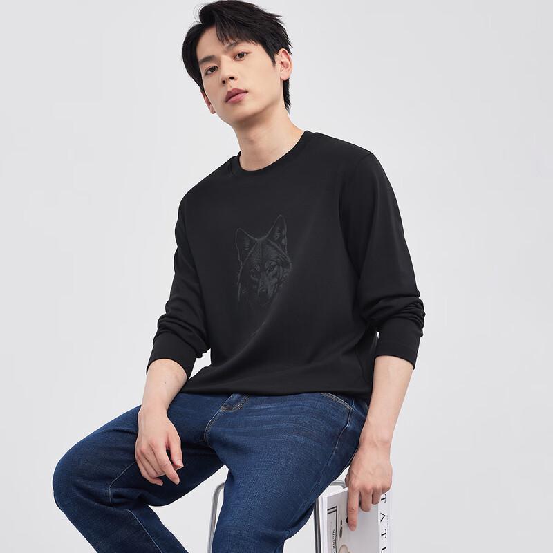 Septwolves Men's Tencel Blend Round Neck Long Sleeve T-Shirt