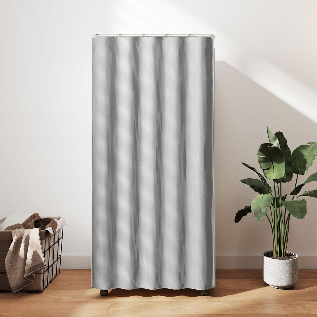 Wardrobe, Mobile Storage Cabinet, Curtain, Hanging Rail, 60 X 40 X 128 Cm, White