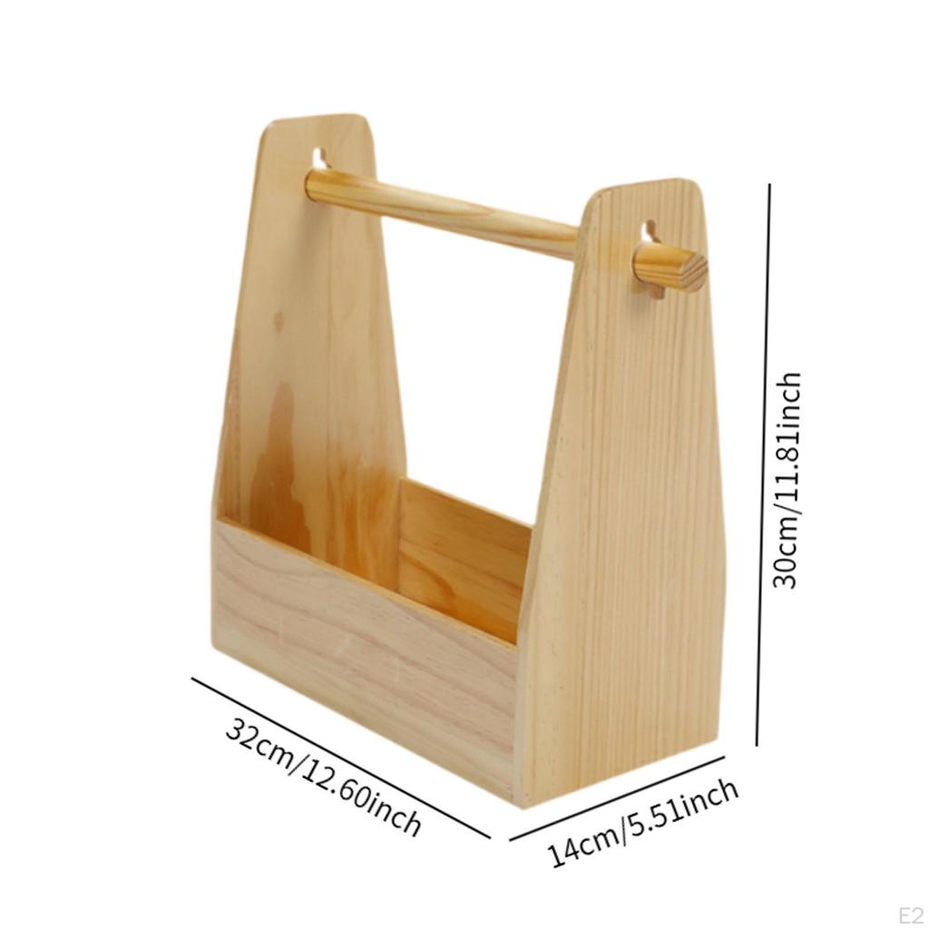 Cutlery Basket Outdoor Seasoning Garage Organiser Wood with Handle Picnic Condiments