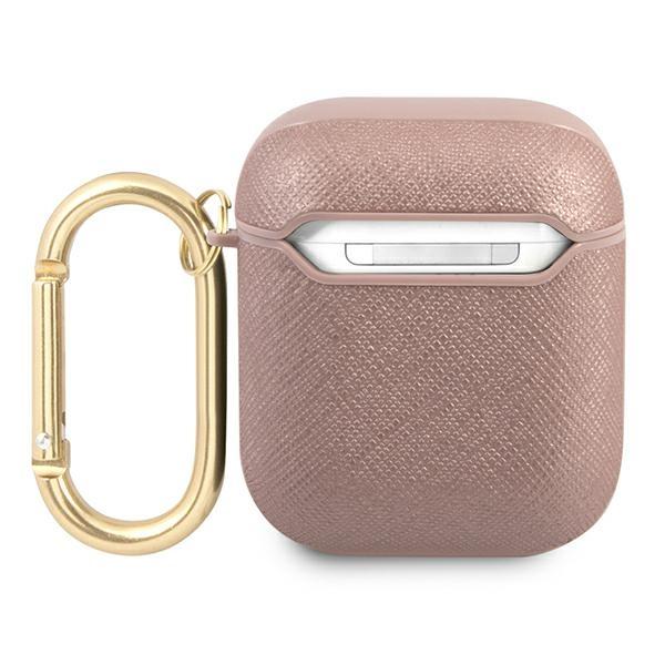 Guess Gua2Sasmp Airpods 1/2 Cover Różowy/Pink Saffiano Script Metal Collection