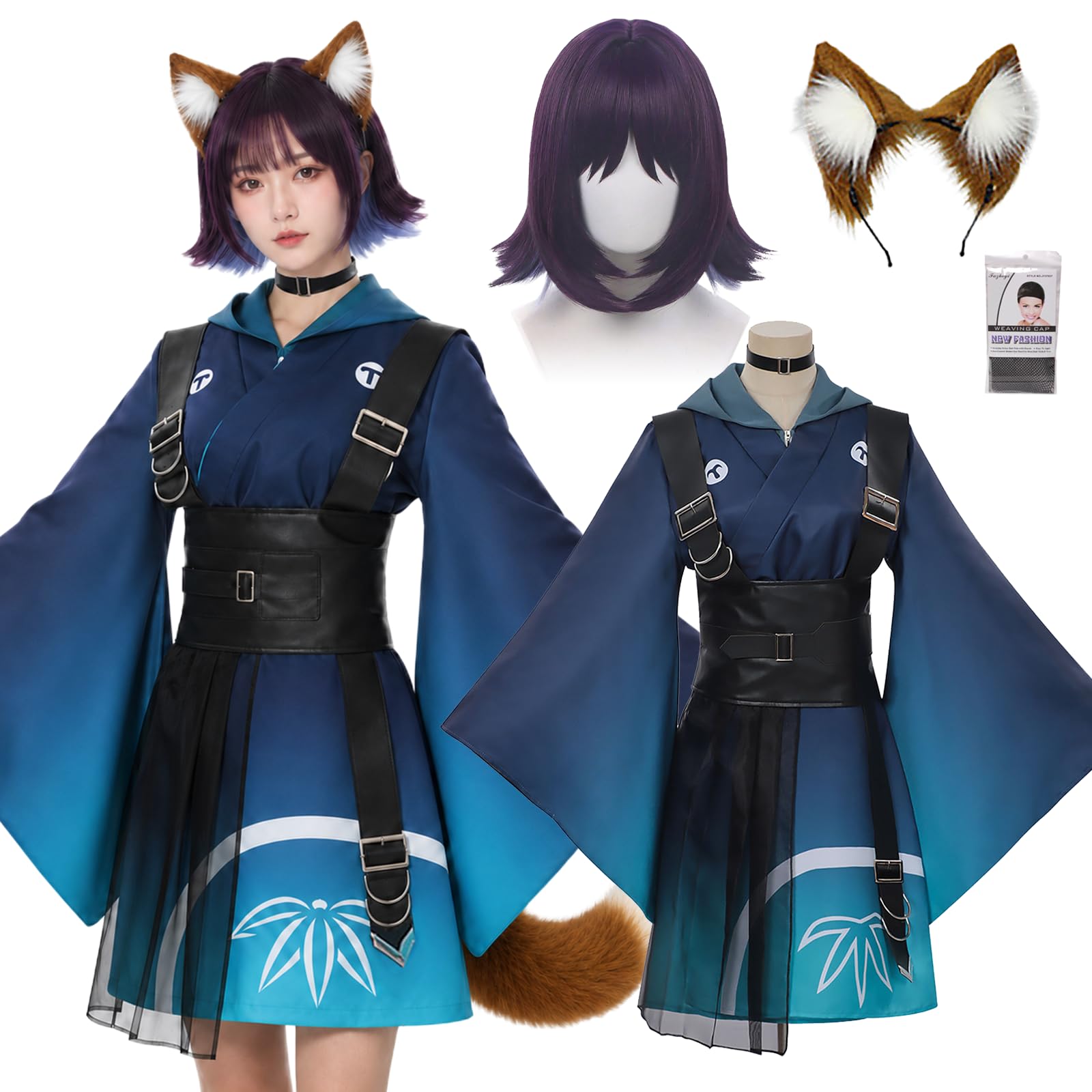 [milky time] Super Kaguya-hime! Sakayori Iroha Cosplay Anime Tsukuyomi IroP Kimono with Wig (L, Wig + Costume)