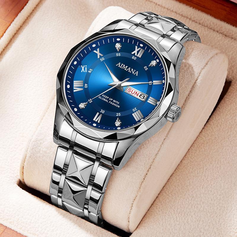 Men's Luminous Calendar Quartz Watch: Waterproof Steel Band Fashion Timepiece