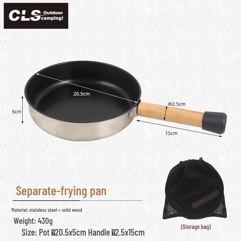 Portable Non-Stick Iron Frying Pan for Outdoor Camping and BBQ