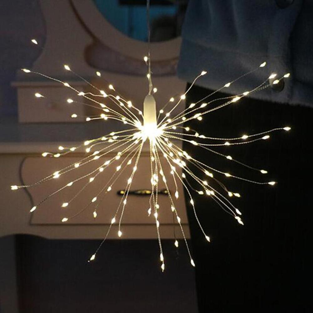 

90/150/200 светодиодные сказочные гирлянды, подвесная лампа звездообразования, сделай сам, фейерверк, Рождественская гирлянда, праздничный декор, дистанционные мерцающие огни 200LEDs