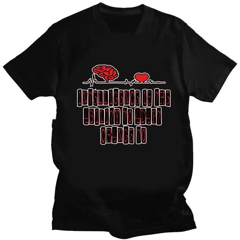 Creative Unisex TShirts Funny Geek Tops Intelligence Is The Ability To Adapt To Change Letters Print Tee Unisex T Shirt 42327