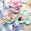 3pcs Wheat Straw Baby Cartoon Tableware Set Kindergarten Dinner Plate Durable To Baby Feeding Plate Training Bowl Spoon Fork