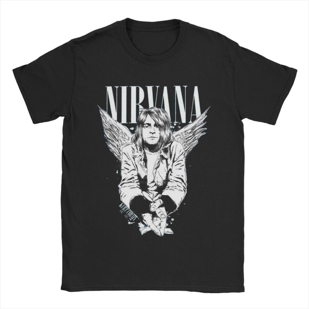 Kurt Cobain Guitar Rock-Nirvanas T Shirts Men Women 100% Cotton Vintage T-Shirts O Neck Tee Shirt Short Sleeve Clothes Plus Size