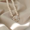 French Fairy Camellia Retro Pearl Necklace Female Niche Design Elegant Collarbone Chain