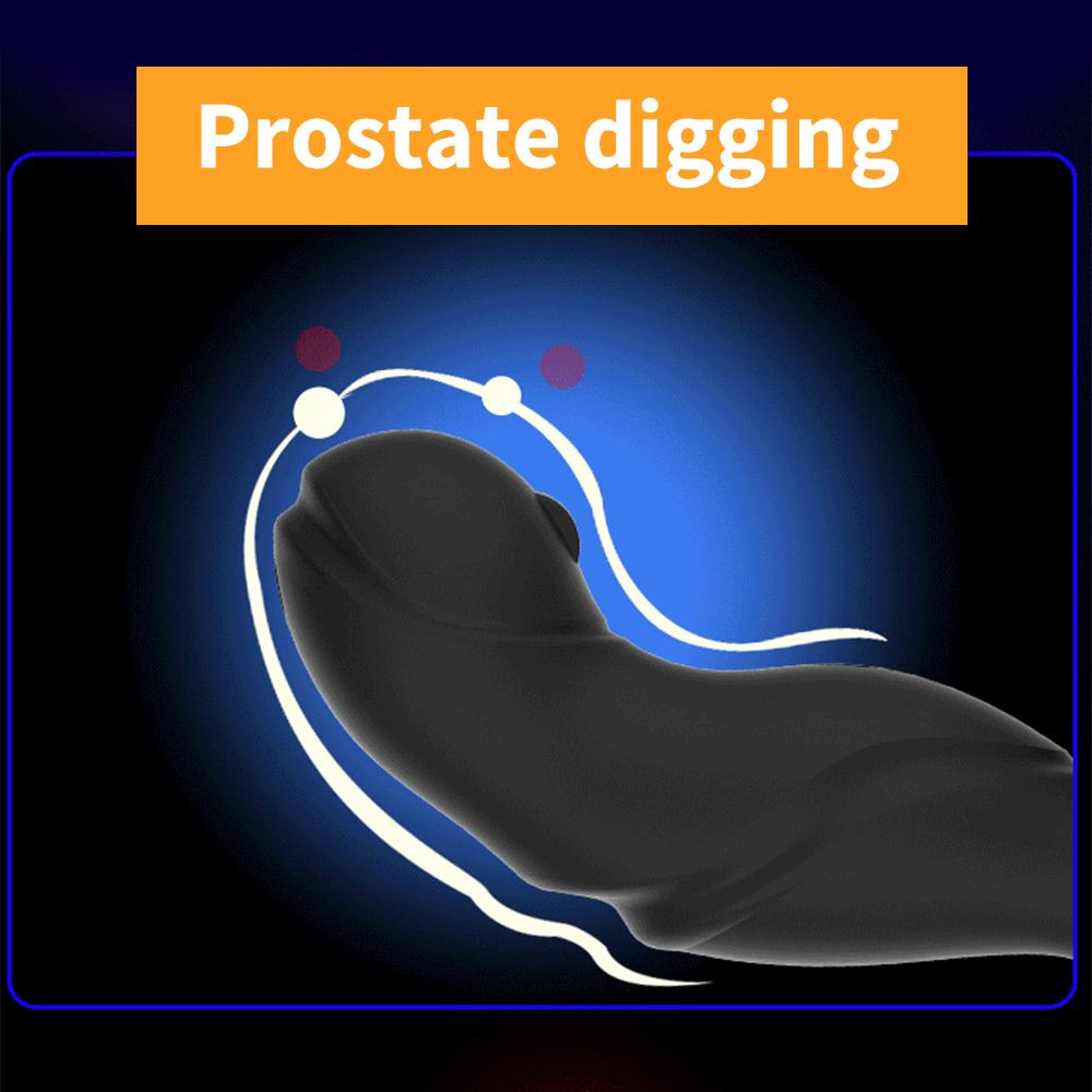 Mannlig prostata massasje vibrator rotasjonskuler analplugg vibrator silikon forsinket ejakulasjon mannlig masturbator sexleketøy for menn