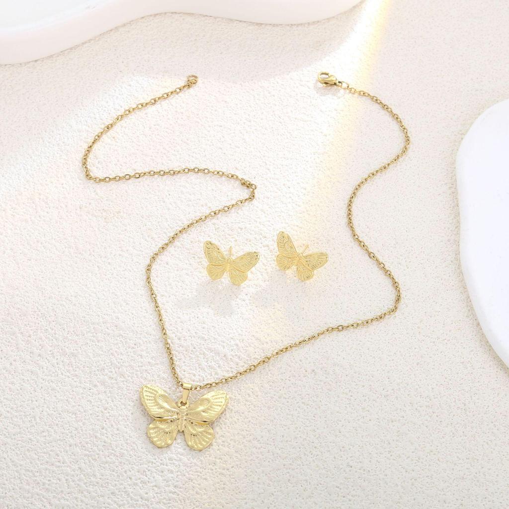 Luxury Geometric Leaf & Flower Earrings Necklace Set