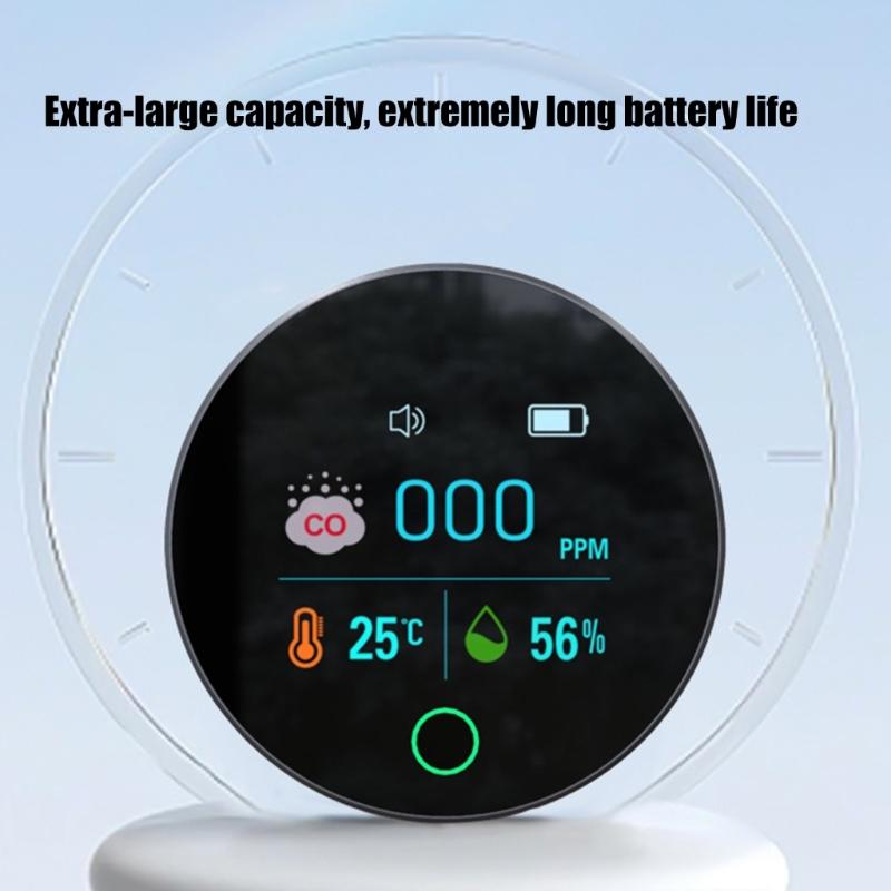 Leicht zu tragender Kohlenmonoxid-Alarm mit Digitalanzeige Kleine kreisförmige Gasmelder für Küche, Outdoor-Reisen, Sicherheit