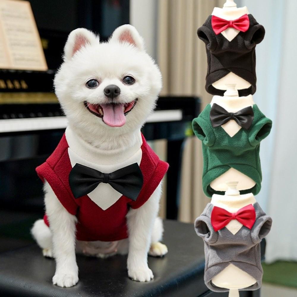 Large Dogs Bowtie Design Dog Tuxedo Formal Style Blazer Vest Pet Suit Winter Warm Dog Sweater Wedding Event