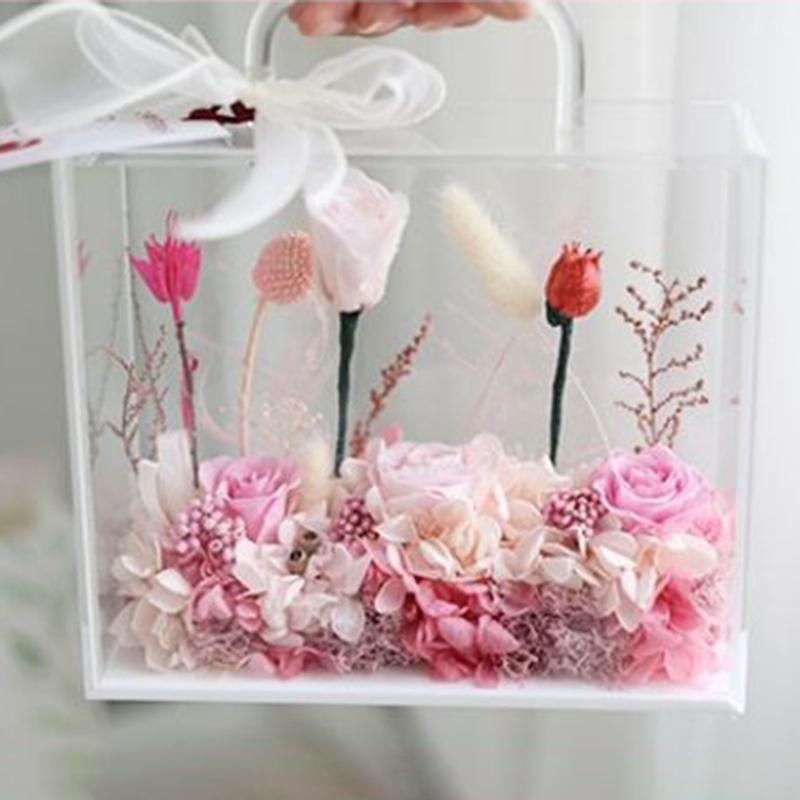 Transparent Flowers Box Handbag Flowers Wrapping Handbag Festival Gift Rose Package Acrylic Packings Bag