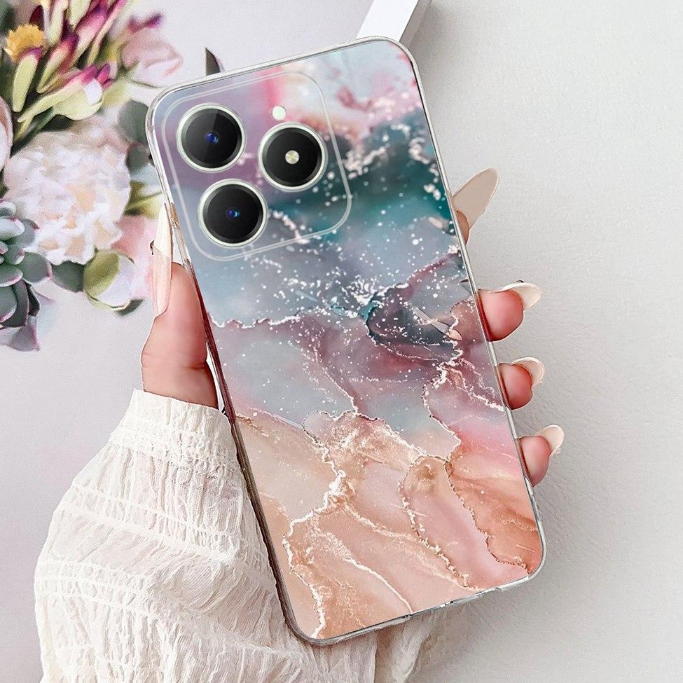 4G Clear For Realme Note 60 Case RMX3933 Luxury Butterfly Love Flowers Cool Lion Painted Phone Case For Realme Note 60X RMX3938