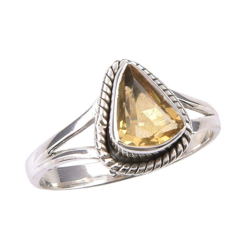 Natural Citrine Gemstone Handmade 925 Sterling Silver Jewelry Ring Size 7 N8v29