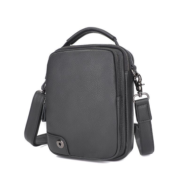

Мужская повседневная сумка-мессенджер Jiameida из натуральной кожи - большая вместимость для путешествий и маленькая сумка через плечо чёрный