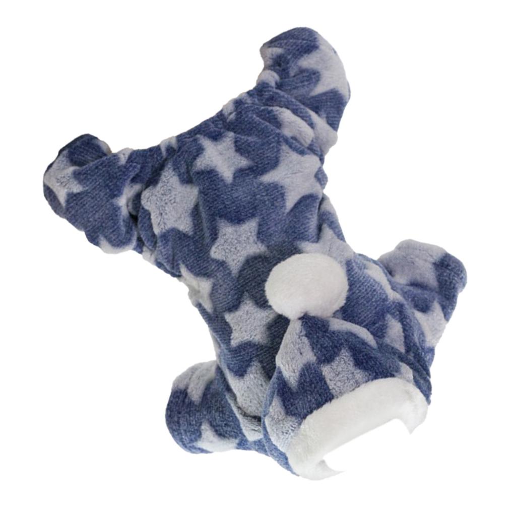 Dog Fleece Clothes Star Pattern 4 Legs Coral Fleece Puppy Hoodie for Autumn Winter Blue M