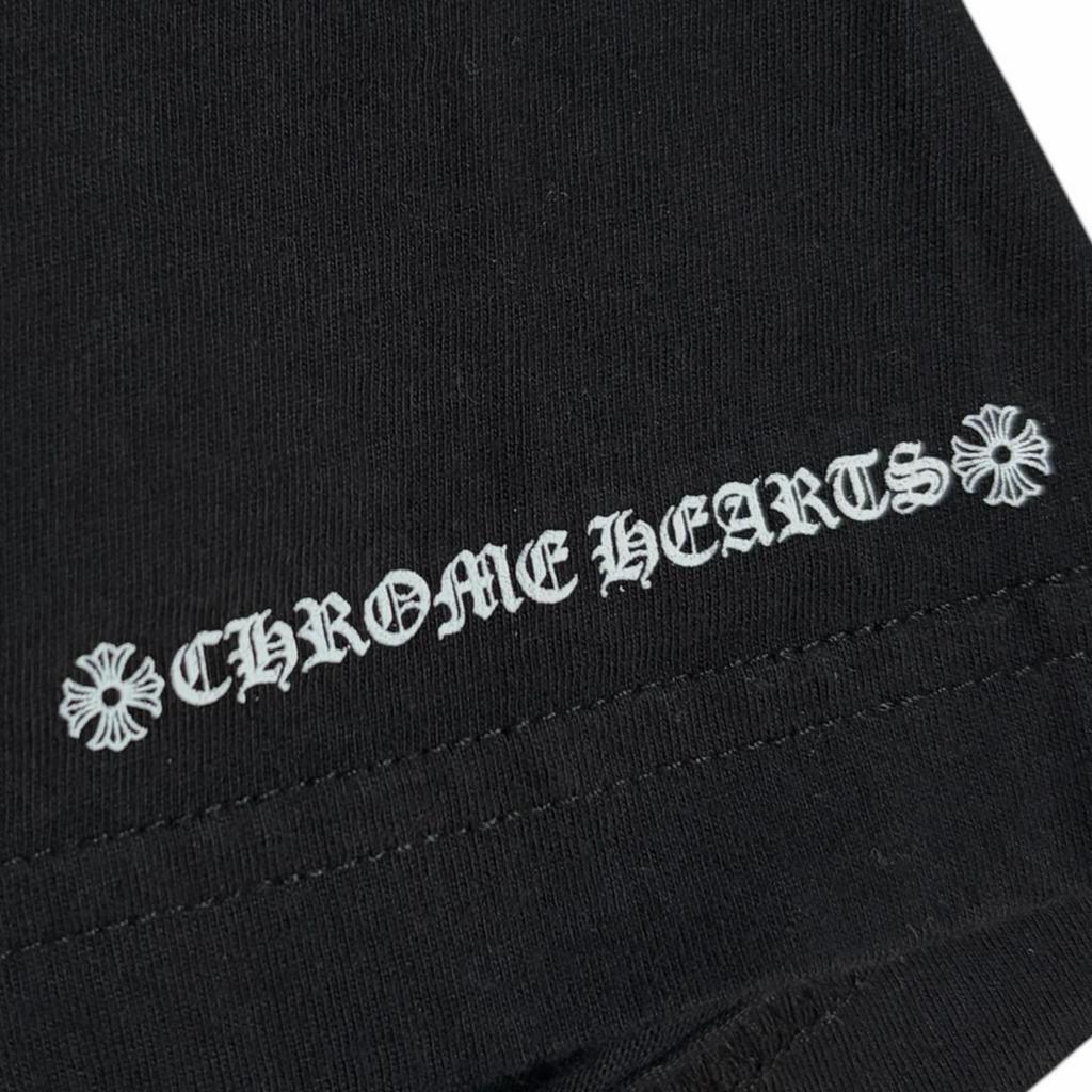 CHROME HEARTS Neck Logo RN#97729 T-Shirt Black Men's Size L
