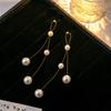 Silver Needle High-end Cold Wind Pearl Earrings, Niche Versatile Long Fringed Earrings, Simple Earrings for Women